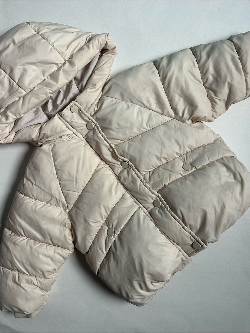 ZARA Kids Hooded Puffer Jacket - Cream